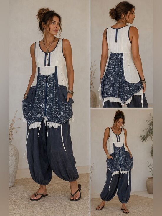 C’Fait Pour Vous Dresses & Skirts - C’Fait Pour Vous Bohemian Lagenlook Women’s Dress/Top Linen Blend Sz L*See Notes